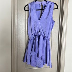 DO+BE Purple Satin-Look Romper, Tie front Peekaboo details! | Size S